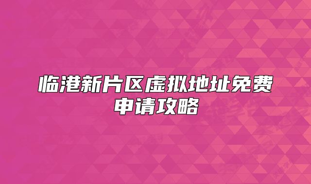 臨港新片區(qū)虛擬地址免費(fèi)申請攻略