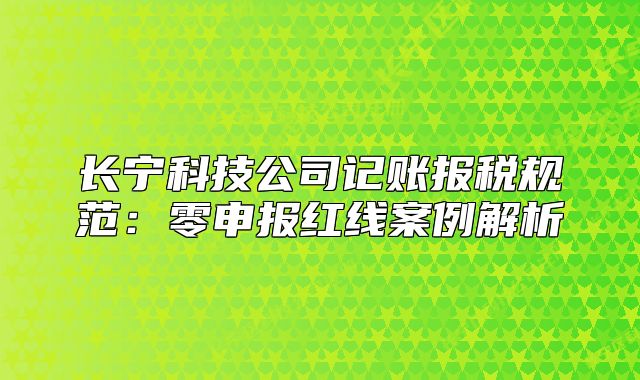 長寧科技公司記賬報稅規(guī)范：零申報紅線案例解析