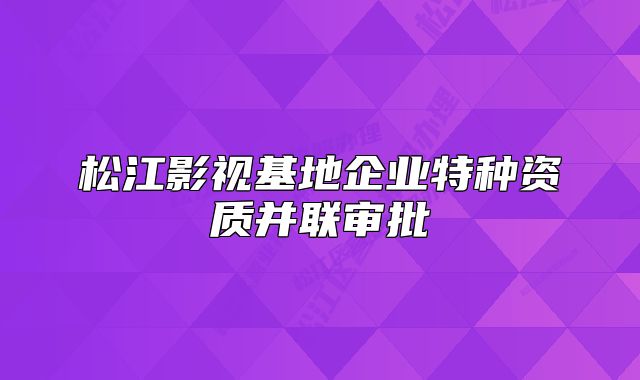 松江影視基地企業(yè)特種資質并聯(lián)審批