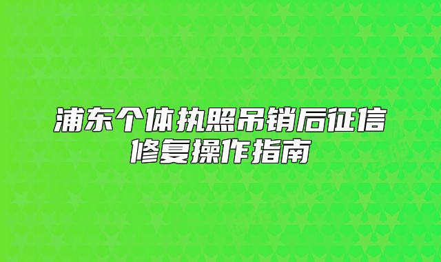浦東個(gè)體執(zhí)照吊銷后征信修復(fù)操作指南