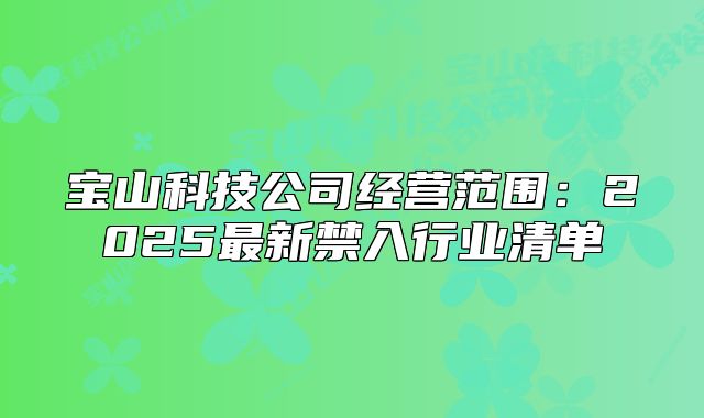 寶山科技公司經(jīng)營范圍：2025最新禁入行業(yè)清單