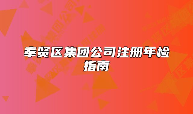 奉賢區(qū)集團(tuán)公司注冊年檢指南