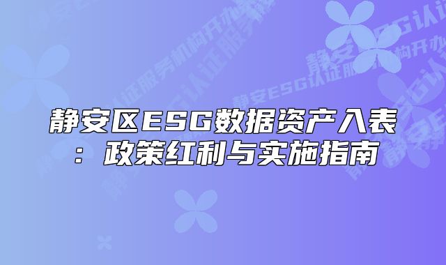 靜安區(qū)ESG數(shù)據(jù)資產(chǎn)入表：政策紅利與實(shí)施指南
