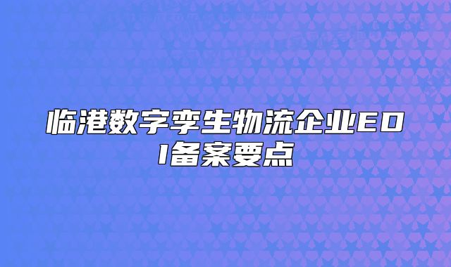臨港數(shù)字孿生物流企業(yè)EDI備案要點(diǎn)