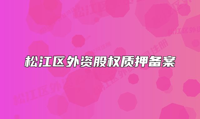 松江區(qū)外資股權(quán)質(zhì)押備案