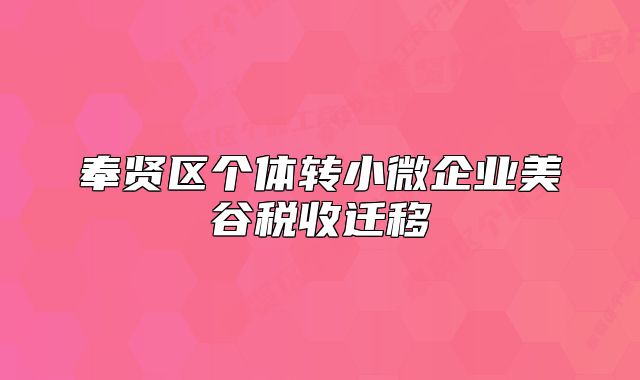奉賢區(qū)個(gè)體轉(zhuǎn)小微企業(yè)美谷稅收遷移