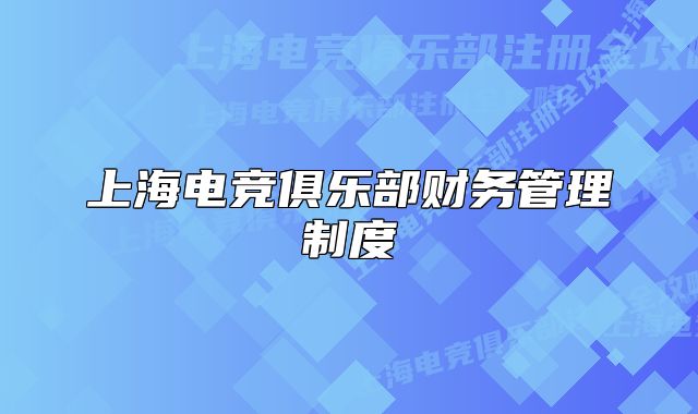 上海電競俱樂部財務(wù)管理制度