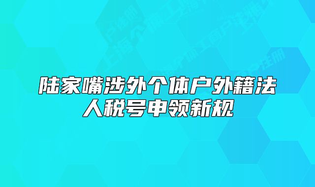 陸家嘴涉外個(gè)體戶(hù)外籍法人稅號(hào)申領(lǐng)新規(guī)