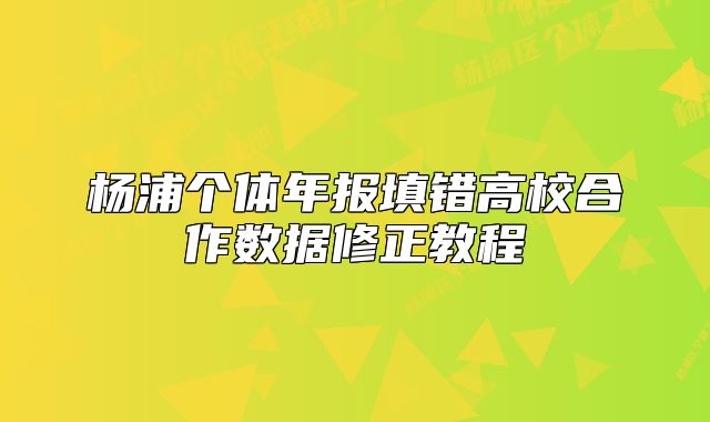 楊浦個體年報填錯高校合作數(shù)據(jù)修正教程