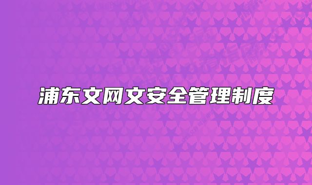 浦東文網(wǎng)文安全管理制度