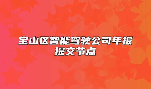 寶山區(qū)智能駕駛公司年報提交節(jié)點