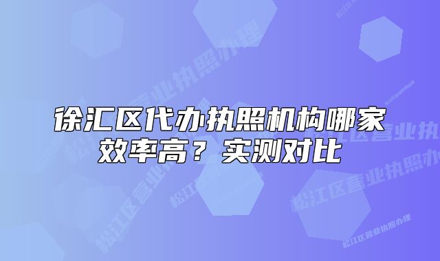 徐匯區(qū)代辦執(zhí)照機構(gòu)哪家效率高？實測對比