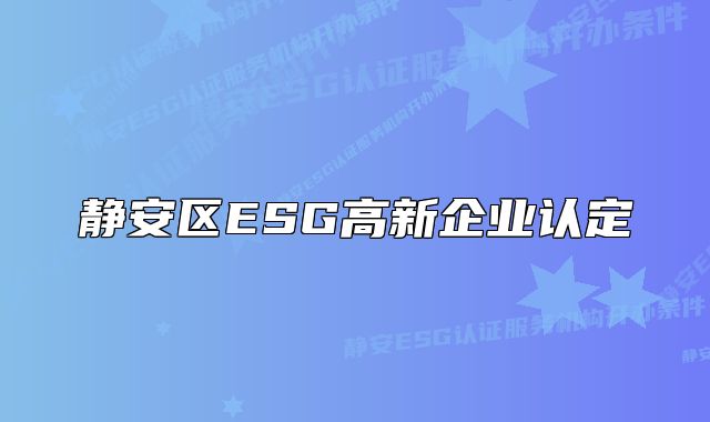 靜安區(qū)ESG高新企業(yè)認定