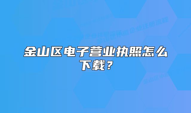 金山區(qū)電子營(yíng)業(yè)執(zhí)照怎么下載？