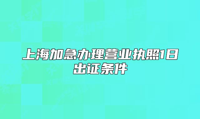 上海加急辦理營業(yè)執(zhí)照1日出證條件