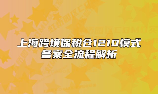 上?？缇潮６悅}(cāng)1210模式備案全流程解析