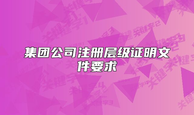 集團公司注冊層級證明文件要求