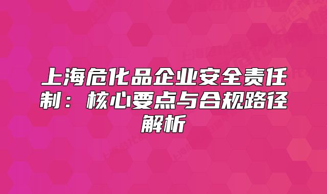 上海?；菲髽I(yè)安全責(zé)任制：核心要點(diǎn)與合規(guī)路徑解析