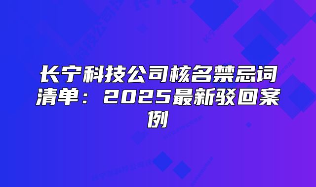 長寧科技公司核名禁忌詞清單：2025最新駁回案例