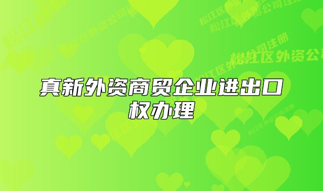 真新外資商貿(mào)企業(yè)進(jìn)出口權(quán)辦理