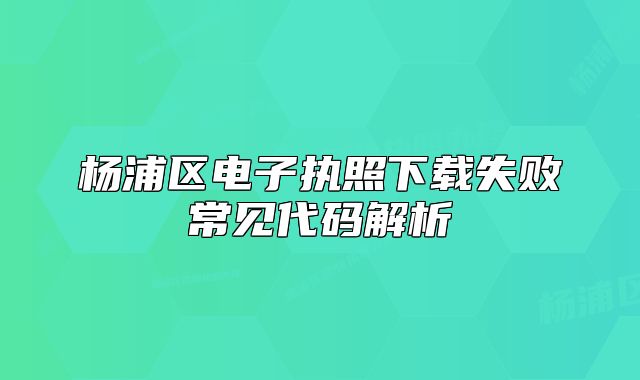 楊浦區(qū)電子執(zhí)照下載失敗常見代碼解析