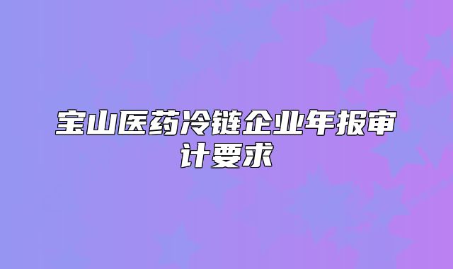 寶山醫(yī)藥冷鏈企業(yè)年報(bào)審計(jì)要求