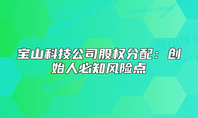 寶山科技公司股權(quán)分配：創(chuàng)始人必知風(fēng)險點