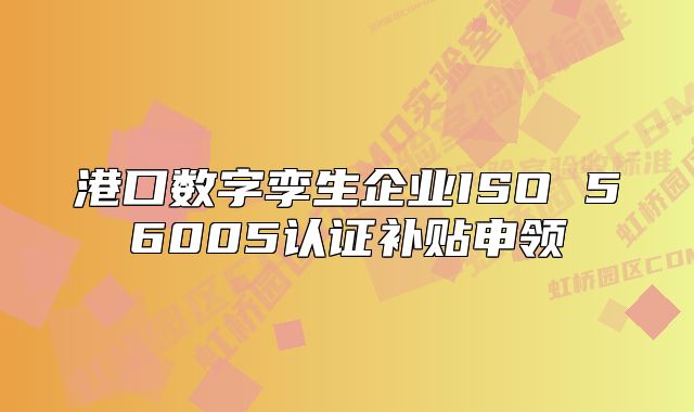 港口數(shù)字孿生企業(yè)ISO 56005認證補貼申領