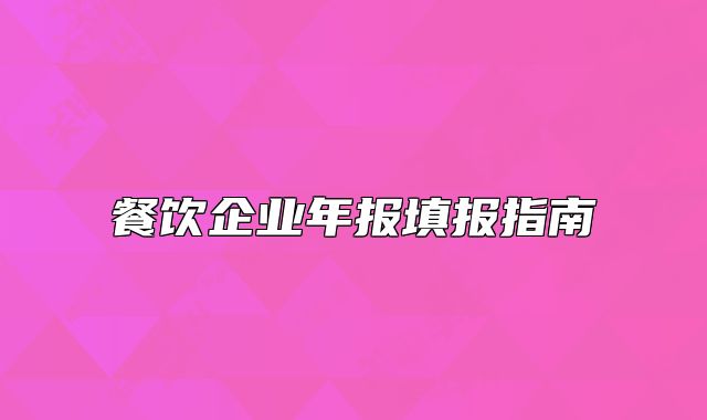 餐飲企業(yè)年報填報指南