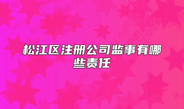 松江區(qū)注冊公司監(jiān)事有哪些責任