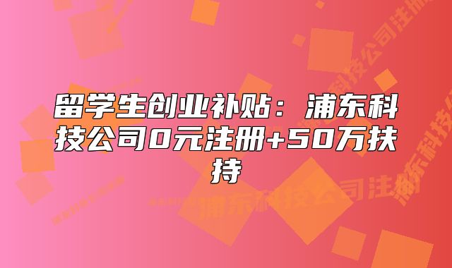 留學(xué)生創(chuàng)業(yè)補(bǔ)貼：浦東科技公司0元注冊(cè)+50萬扶持