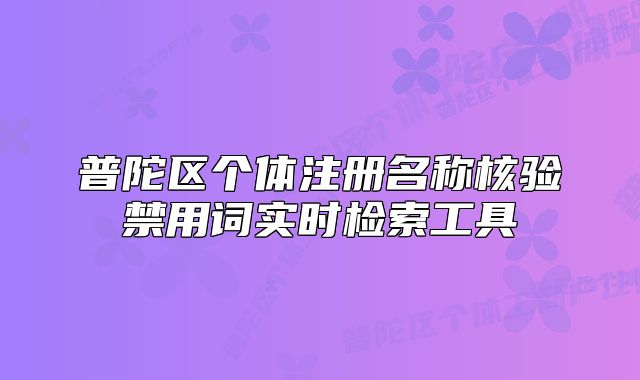 普陀區(qū)個(gè)體注冊(cè)名稱核驗(yàn)禁用詞實(shí)時(shí)檢索工具