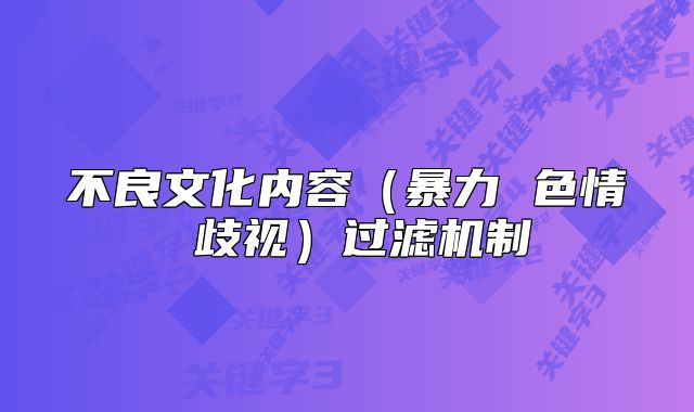 不良文化內(nèi)容（暴力 色情 歧視）過濾機(jī)制