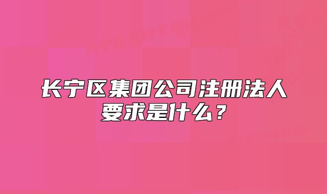 長寧區(qū)集團(tuán)公司注冊法人要求是什么？
