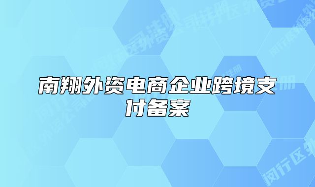南翔外資電商企業(yè)跨境支付備案