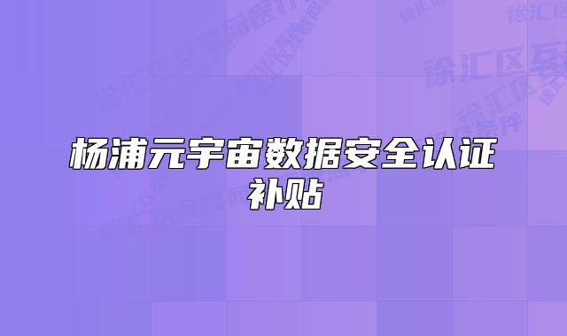 楊浦元宇宙數(shù)據(jù)安全認(rèn)證補(bǔ)貼