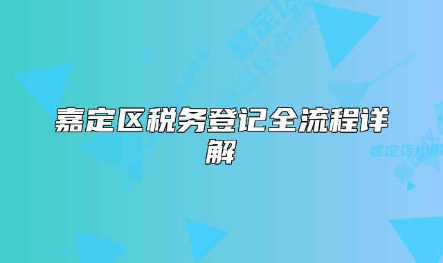 嘉定區(qū)稅務(wù)登記全流程詳解