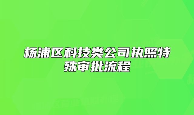 楊浦區(qū)科技類公司執(zhí)照特殊審批流程