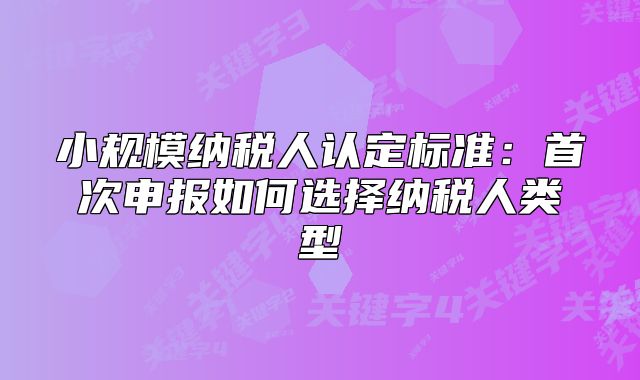 小規(guī)模納稅人認(rèn)定標(biāo)準(zhǔn):首次申報(bào)如何選擇納稅人類型