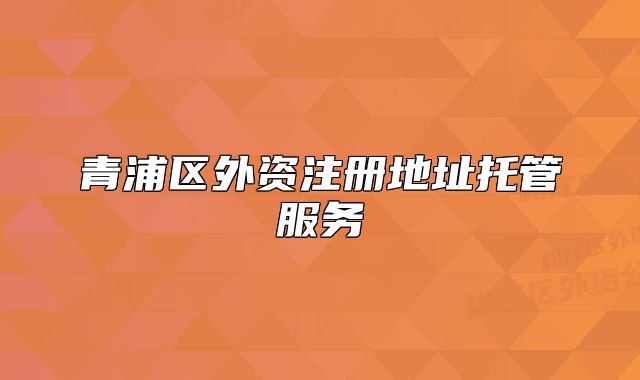 青浦區(qū)外資注冊地址托管服務(wù)