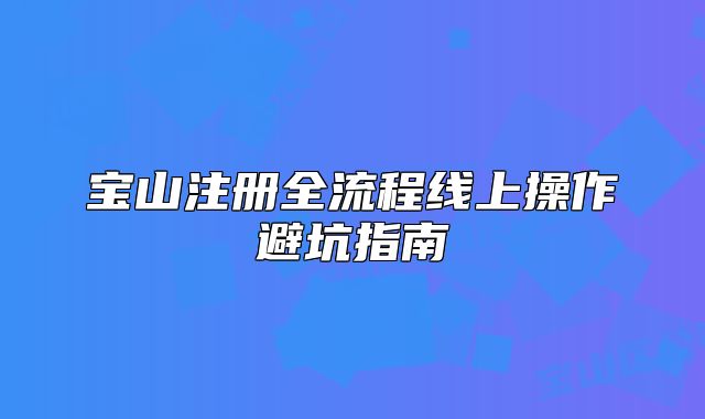 寶山注冊全流程線上操作避坑指南