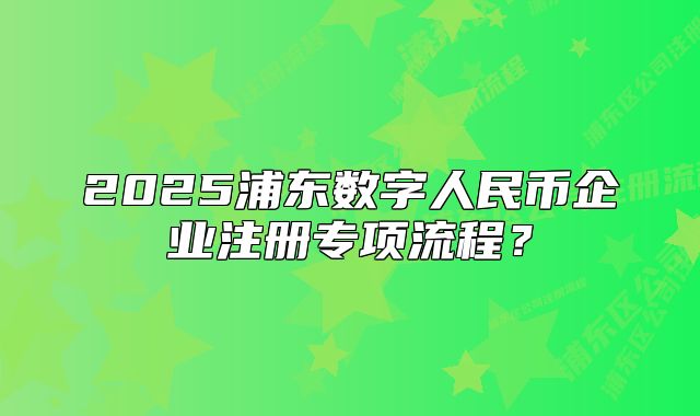 2025浦東數(shù)字人民幣企業(yè)注冊(cè)專項(xiàng)流程？