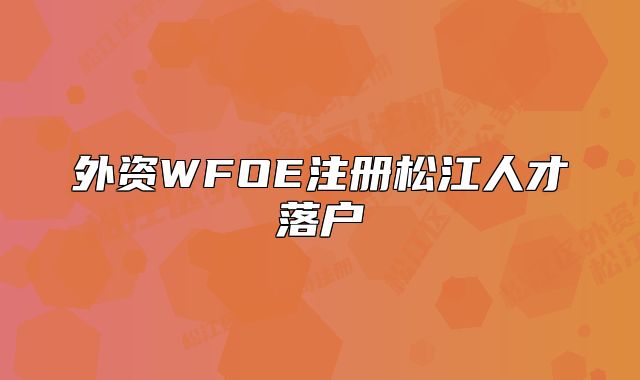 外資WFOE注冊松江人才落戶