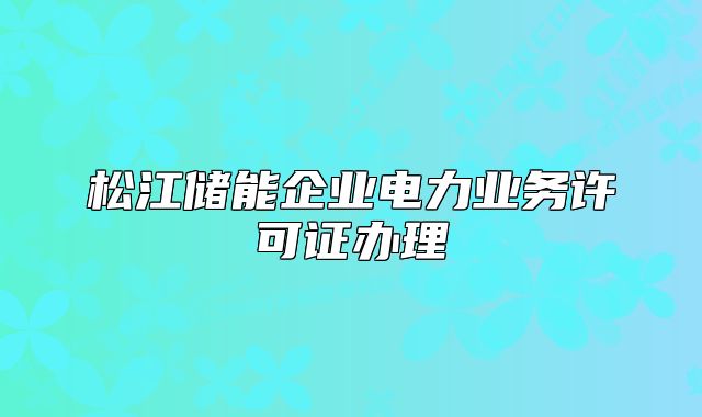 松江儲(chǔ)能企業(yè)電力業(yè)務(wù)許可證辦理