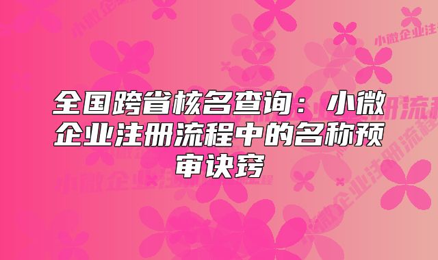 全國(guó)跨省核名查詢：小微企業(yè)注冊(cè)流程中的名稱預(yù)審訣竅