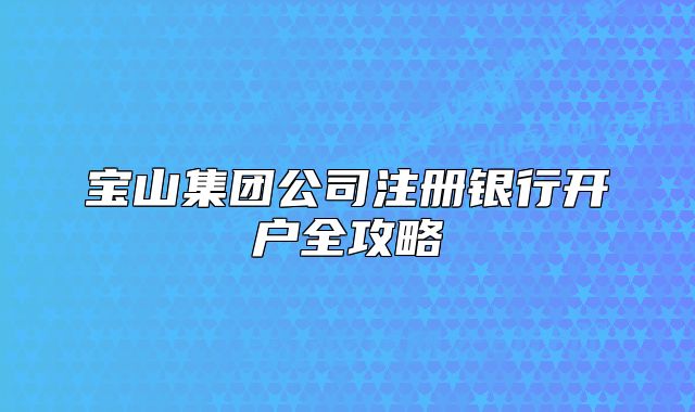 寶山集團(tuán)公司注冊(cè)銀行開戶全攻略