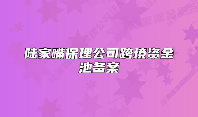 陸家嘴保理公司跨境資金池備案