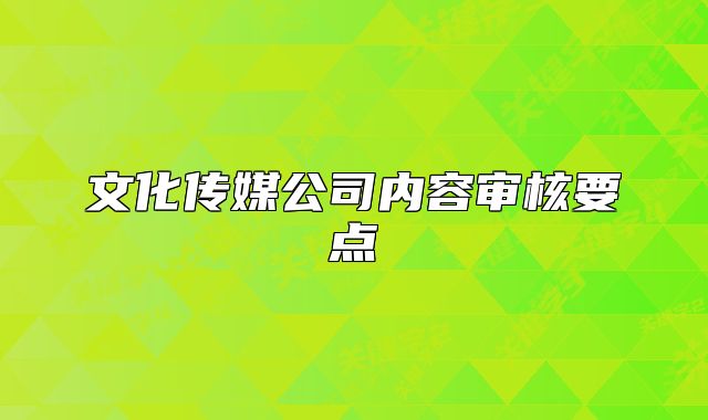 文化傳媒公司內(nèi)容審核要點(diǎn)
