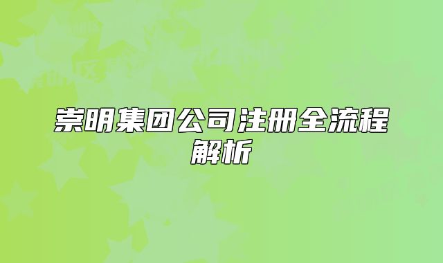 崇明集團公司注冊全流程解析