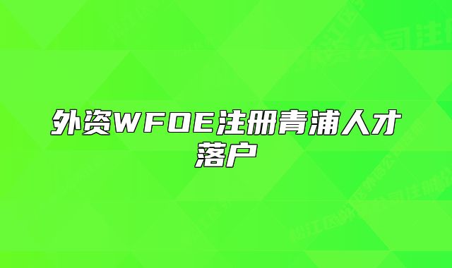 外資WFOE注冊(cè)青浦人才落戶
